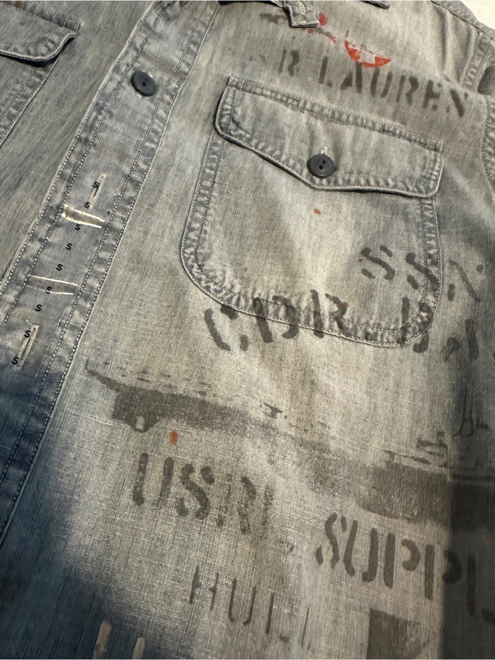 Polo Ralph Lauren Distressed Denim Button-Down Shirt - Picture 3 of 10